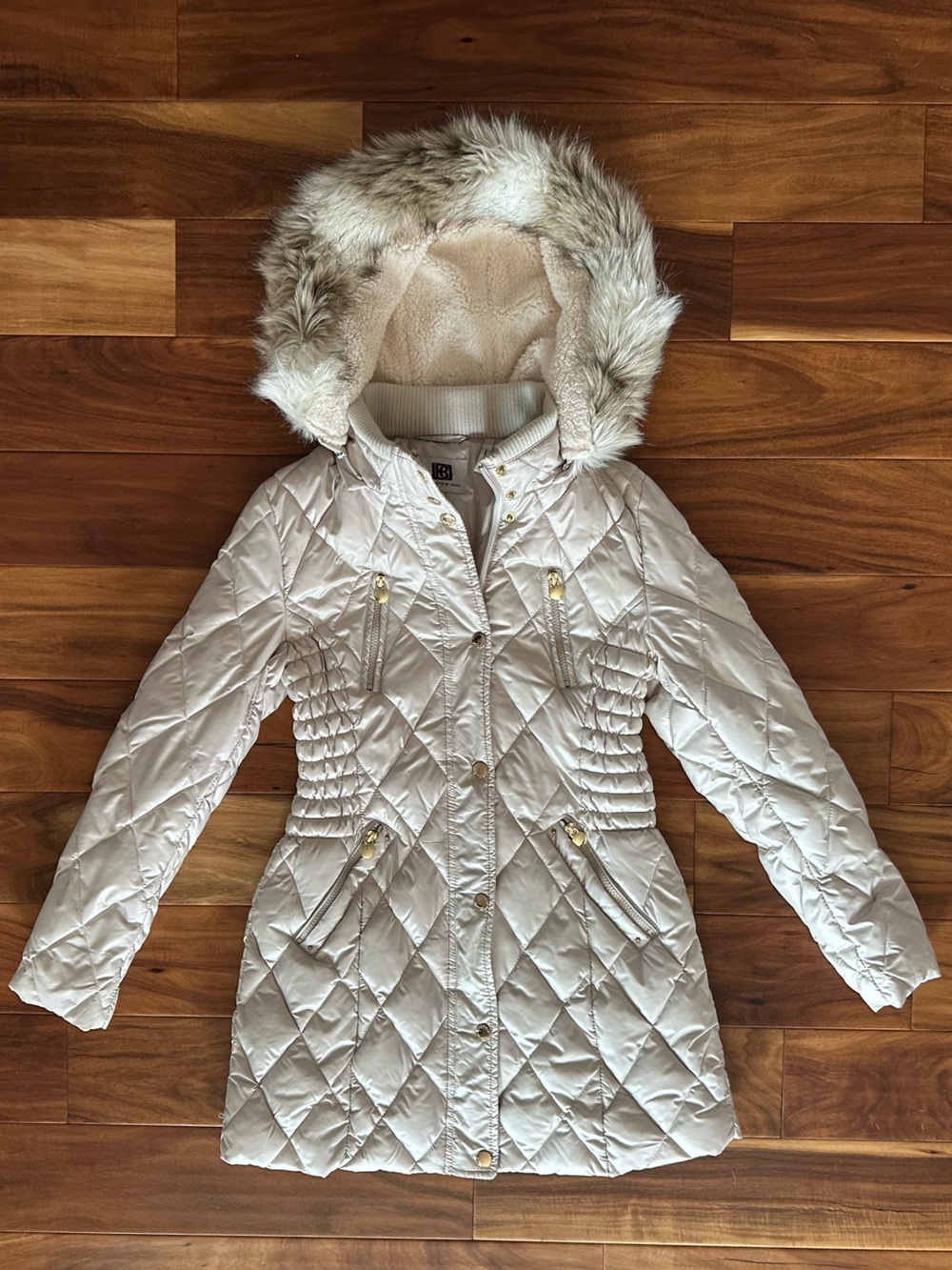 Laundry by Design Quilted Faux-Fur Hooded Jacket — Cream size MP